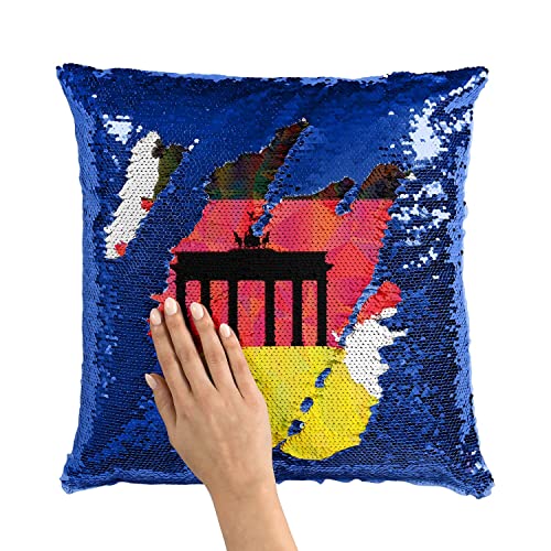 Coussin bleu paillettes Allemagne pour décorer votre salon les soirs de match - 3