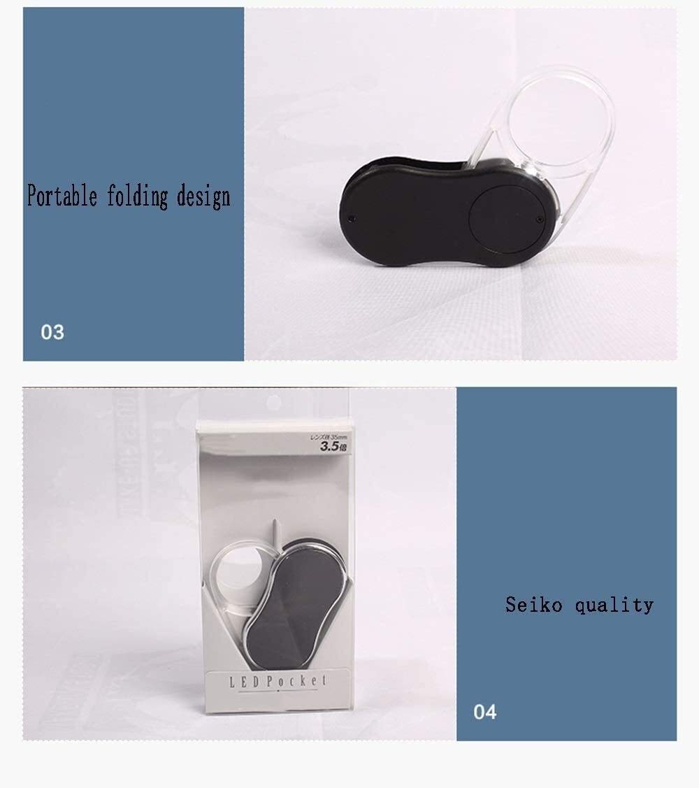 Lupa de Lectura de Alta definición, Plegable, 3,5 aumentos, minilupa de Bolsillo para joyería, Lupa de Lectura, Lupa de Cristal con Montura para la Cabeza