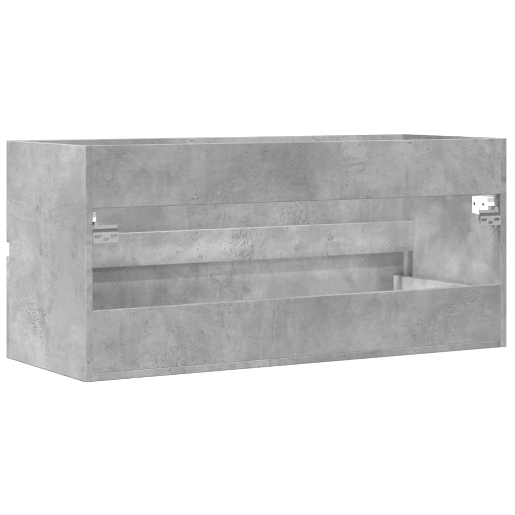 Mobile sottolavabo grigio cemento in legno 100 x 38,5 x 45 cm con spazio portaoggetti sospeso, set di mobili da bagno, impermeabile, salvaspazio, per piccoli bagni
