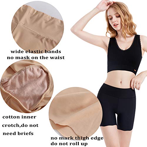 PRETTYWELL Slip Shorts Women Cooling Comfortable Under Dress Boy Shorts Pack for Women Plus Size Smooth Shorts Underwear Anti Chafing(H-Black XXL) - Thumbnail 4