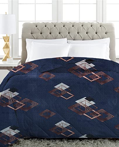 Image of HOMEKART 220 GSM Reversible Microfiber AC Comforter /Duvets for Mild Winter | All Season King Size 3 Layered Quilted Blanket for Single Bed (150 cm x 225 cm, Abstract, Black and White)