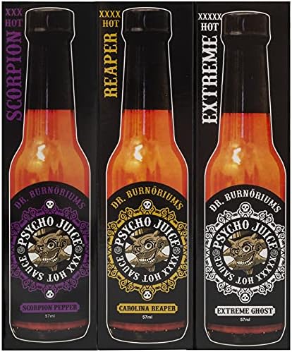 Psycho Juice Mini Three Pack Hot Chilli Pepper Sauce 3 x 59ml Bottles (Super Hot)