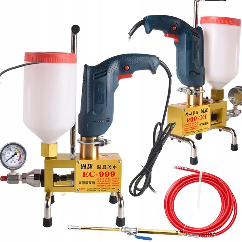 Rosfix Pompa Iniezione Alta Pressione PI-PUMP 9999 – 910W, 15000 PSI, 0–1 L/min | Per Resine PU/Epossidiche | Sigillatura Crepe Cemento | Pompa Iniezione Professionale