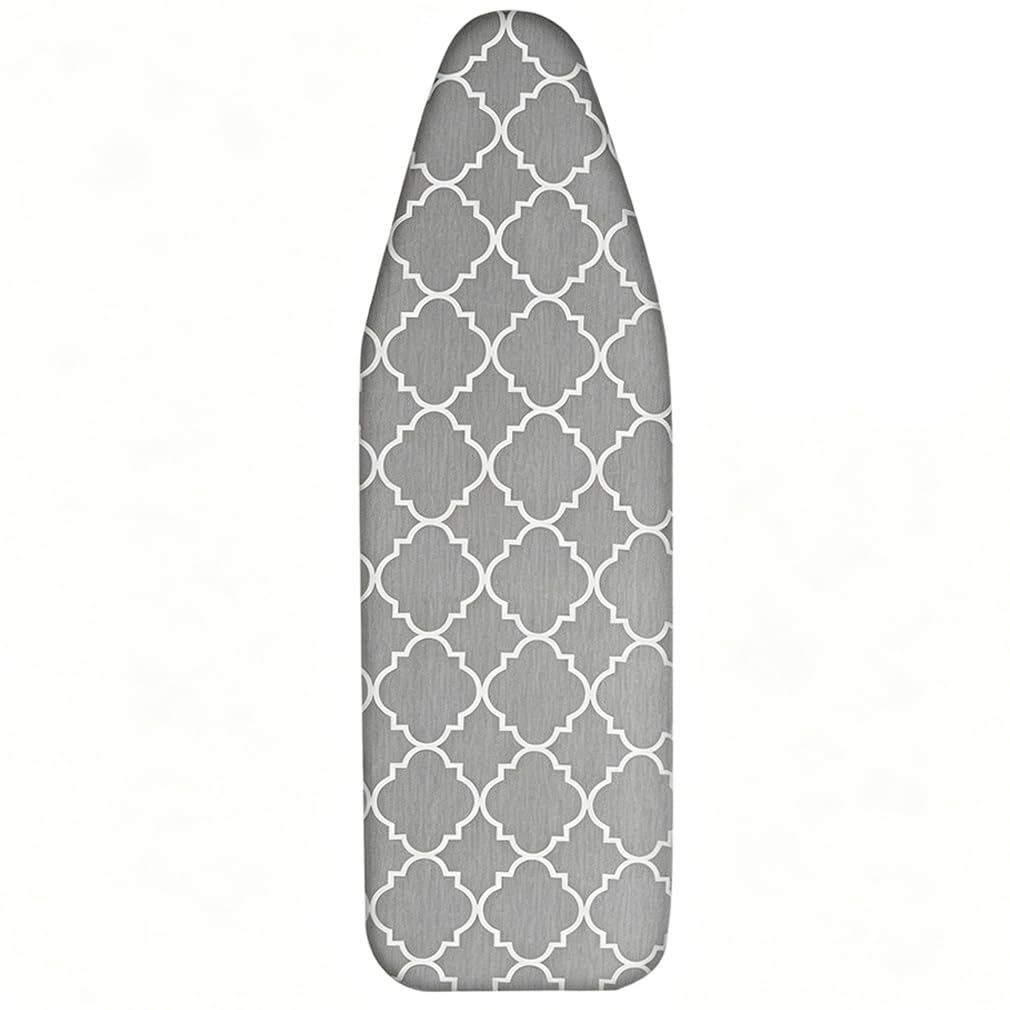 Ironing Board Cover and pad, 125 x 38, Thick Padding, Resist Scorching and Staining, Drawstring Tightening & Lock, Heavy Duty Padded Iron Board Covers with Thick Felt, Grey grid