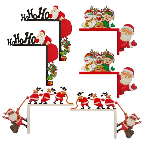 Bofanze 6 Piezas Decoración Puerta Navidad Marco de Puerta de Navidad Adorno Navideño de Madera para Puertas Decoración Navidena para Marcos Adornos Navideños para Puertas para Puertas, Ventanas