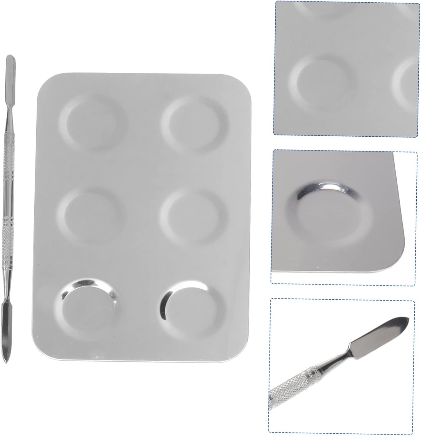 jojofuny Stainless Steel Palette Painting Tray for Art Watercolor Paint Mixing Paint Pallet Easy to Carry Store