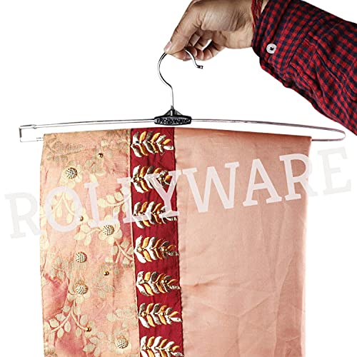 Image of ROLLYWARE 30 Pack Premium Unique Design Stainless Steel Lockable Technology Hangers for Clothes, Velvet, Trouser, Saree, Pants, Skirt Wardrobe