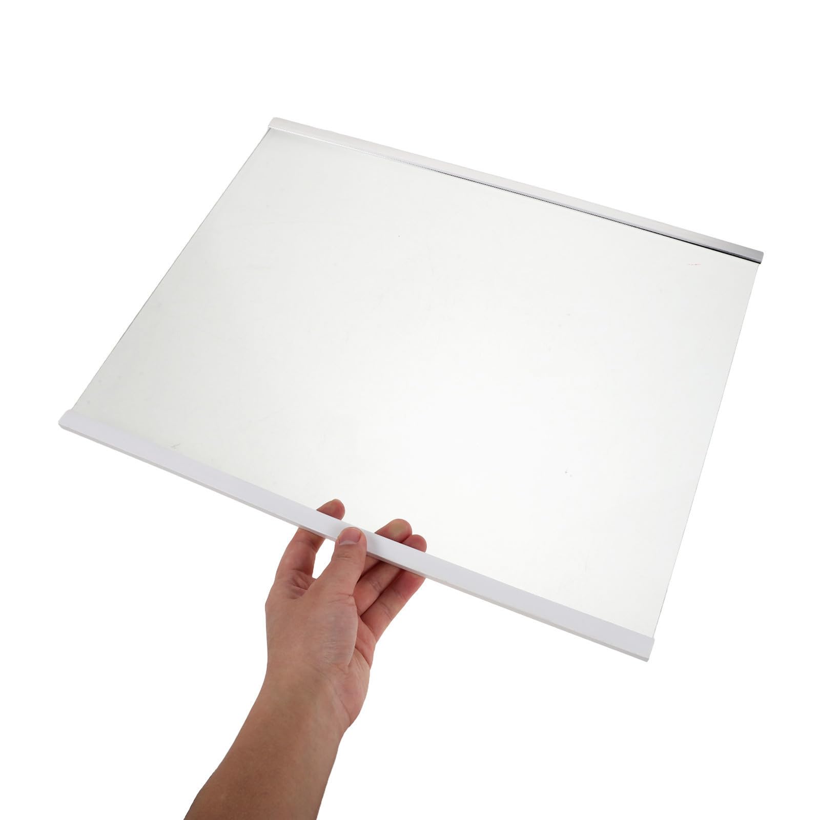 SECFOU Estante de Vidrio Templado para Compartimento de Nevera 44x28, 5 Cm | Borde Doble Recortado, Panel Transparente, Organización de Cocina y Limpieza Sencilla