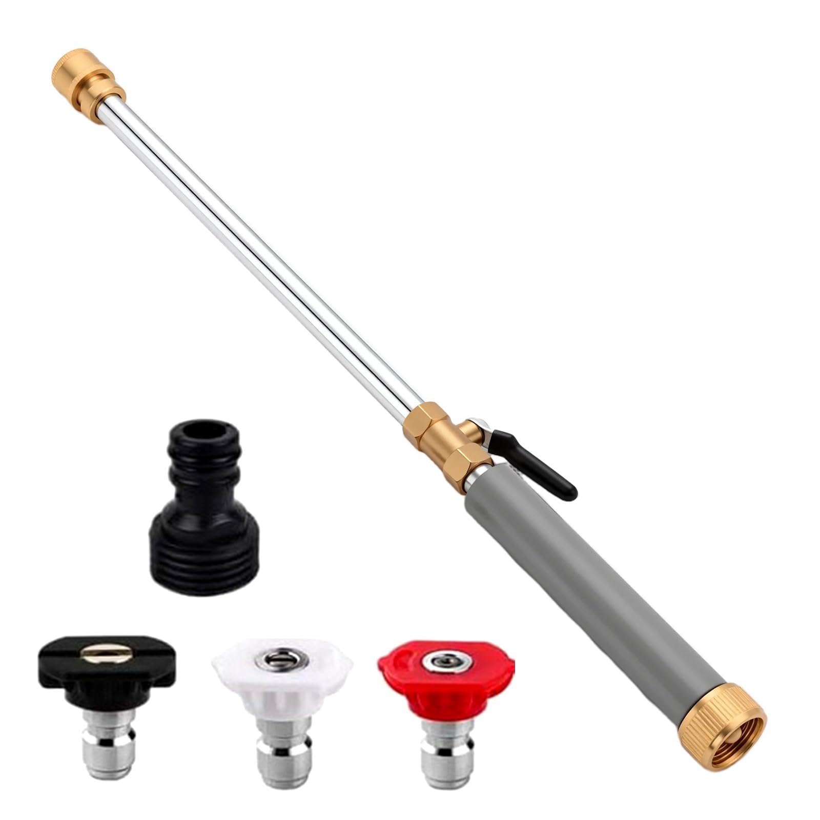 Jet Nozzle Power Washer for Garden Hose, 2026 Pressure Washer Wand with 3 Interchangeable Nozzles, Pressure Washer Nozzle for Car Washing Patio Garden Outdoor Cleaning (Grey)