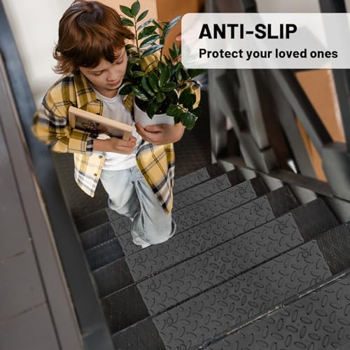 Hoxwell NBM1504-12 Pcs Rubber Stair Tread For Wooden Steps, 15.5 Inch X 4 Inch Skid Resistant Stair And Outdoor Stair thumb #5