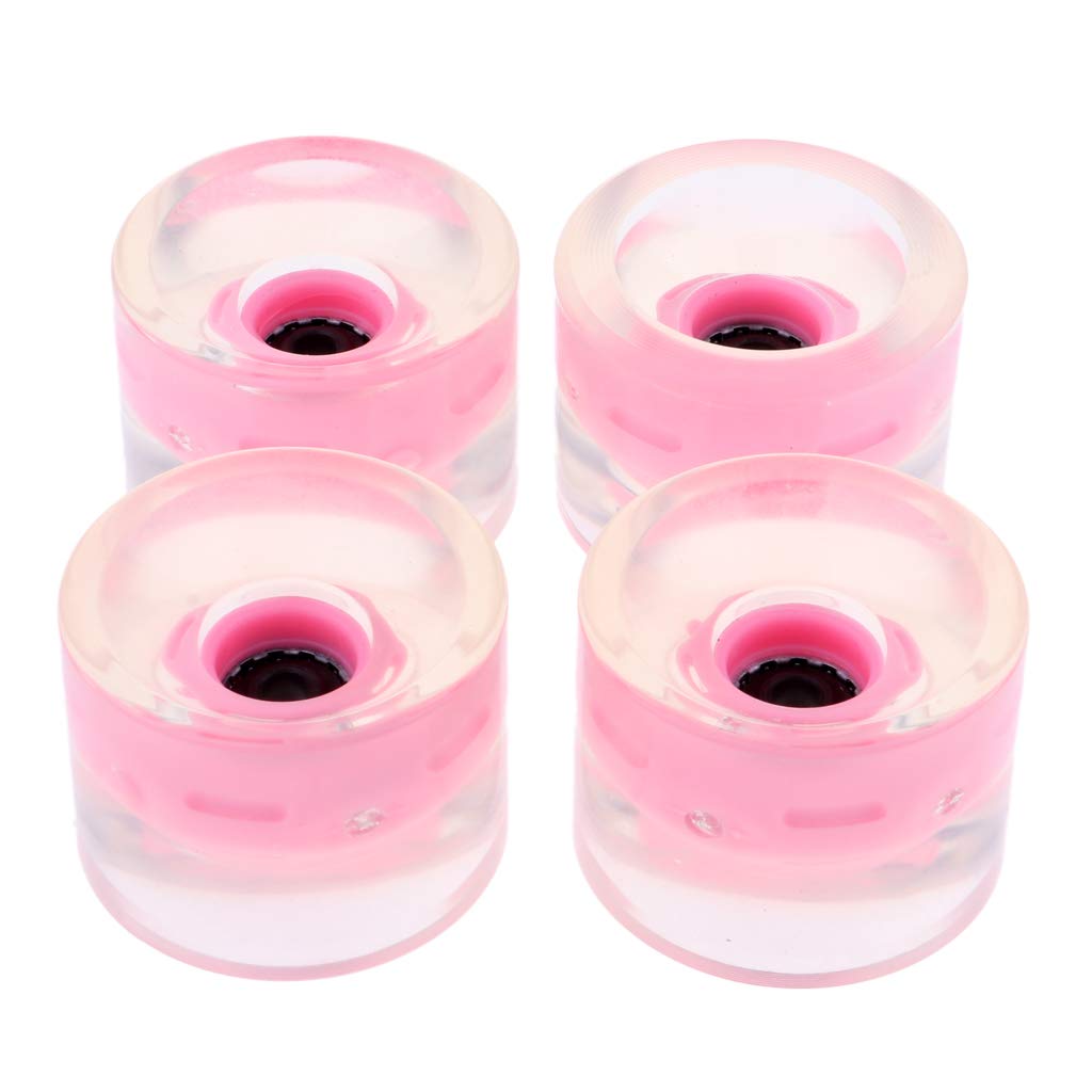 4pcs 70mm Light Up Skateboard Longboard Ruedas brillan en la noche 78A Rosa