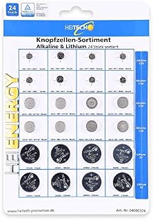 HEITECH 24 baterie alkaliczne i litowe - 2 x AG1 / 2 x AG3 / 4 x AG4 / 4 x AG10 / 4 x AG13 / 2 x CR2016 / 2 x CR2025 / 4 x CR2032-1,5 V i 3 V baterie guzikowe zabezpieczone przed wyciekiem