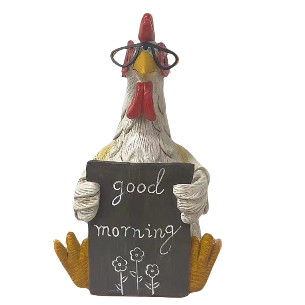 CTRLZS Good Morning Chicken Statue, Sitting and Lying Chicken Statue, Chicken Decoration, Sitting Chicken