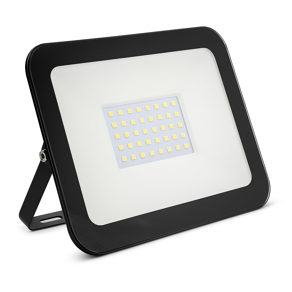 Ukew Black 50W Led Floodlight - Outdoor Security Lights Daylight 6500K With Frameless Toughened Glass And Ip65 Waterproof Spotlight