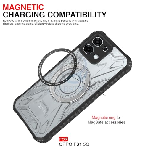 Image of AESTMO Hybrid Shockproof Back Cover Case for Oppo F31 / F33 5G Compatible with MagSafe | Hard Back Case Cover for Oppo F31 / F33 5G (PC & TPU, Translucent Back, Black Sides)