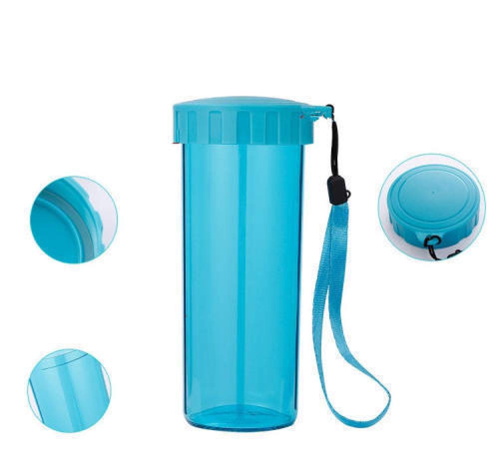 Botella de agua deportiva anticaídas de 310 ml vaso de plástico con tapa portátil simple transparente taza de mano estudiante, color: azul (Color: azul)