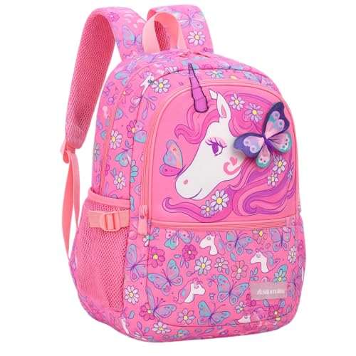 Mochila Escolar Bolsa Infantil De Costas Grande Capacidade Unicórnio Reforçada Impermeável Menina Criança Creche Escola Passeio Leve Espaçosa (Rosa)