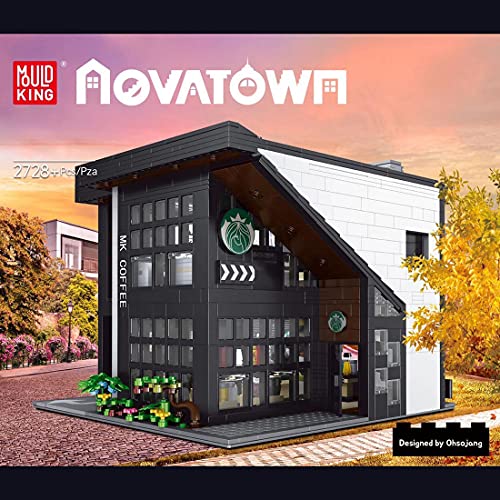 Bybo Haus Bausteine Bausatz, Mould King 16036, Café Architektur Modular Buildings mit Licht , 2728 Klemmbausteine… – Bild 3