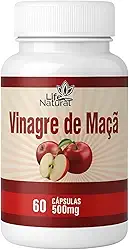 Life Natural Vinagre de Maçã Orgânico 60 Cápsulas 500mg Suplemento Alimentar Vegano Sem Glúten e Lactose