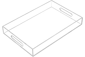 Clear Acrylic Serving Tray with Handles(10x15 Inch)