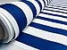 Tissu en Téflon imperméable à rayures - 4 cm de large - Pour coussins, plage, tonnelle - 140 cm de large (vendu au mètre) (bleu roi et blanc, 1 mètre)