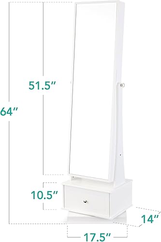 Miniatura 9 de Best Choice Products Joyero giratorio con espejo de 360 armario de longitud completa organizador de almacenamiento de maquillaje con luces internas