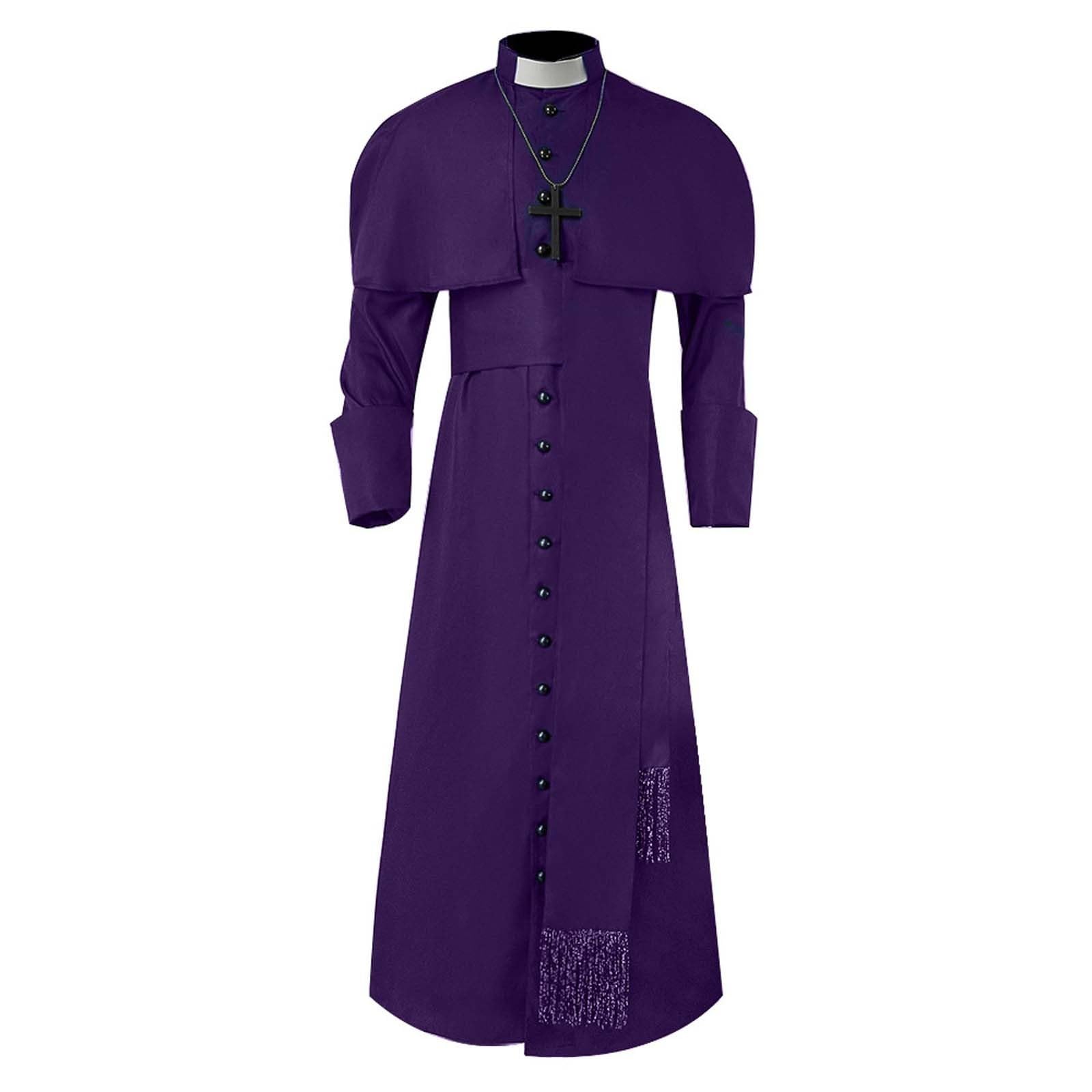 Generisch Bata medieval de sacerdocio para disfraz de Halloween con colgante, padre de la iglesia (completo)