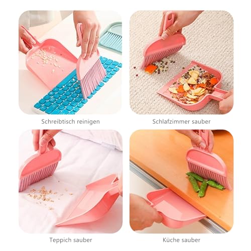 4 Stück Mini Besen, Kehrschaufel und Besen Set, Handbesen mit Schaufel Tragbare Tischplatte Kehrschaufel Halbkreis Kehrschaufel Set für Büro Küche – Bild 6