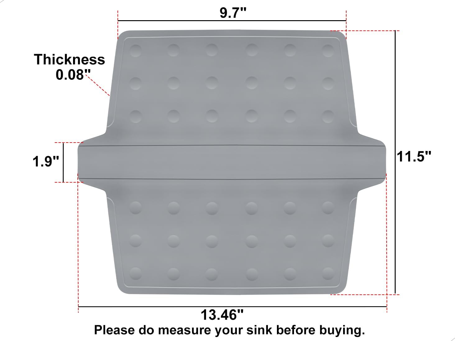Sink Saddle, Divider Protector Mat, Kitchen Sink Mat, No Smell, No Stains, Ultra Soft, 13.46" x 11.5"