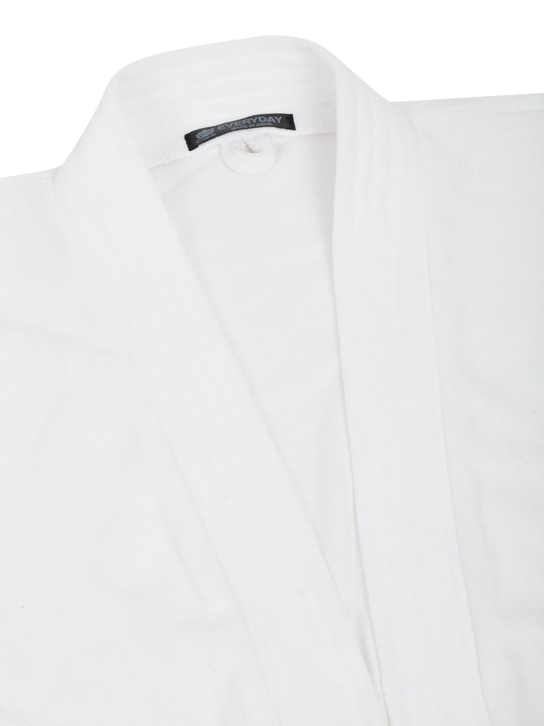CREEVA Everyday Unisex Micro Terry Bathrobe Collection With kimono collar and 1 Pocket, 3/4 Sleeve Bath Robe Super Soft Light Weight - White - Image 6 thumbnail