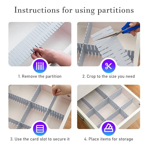 Adjustable Drawer Dividers - Pack of 20 for Organizing (Grey) - Image 7