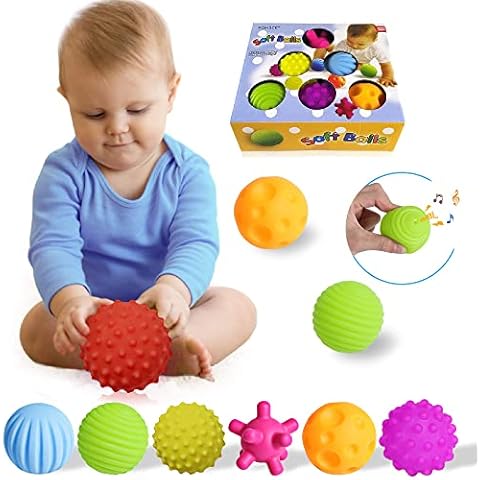 ROHSCE Sensory Ball for Babies 6 to 12 Months, Baby Balls for Toddlers 1-3 Massage Stress Relief, Textured Multi Sensory Balls Gift Sets, Montessori Sensory Toys 6 Spikey Squeeze Ball for Infant Kids Cover