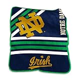 Logo Brands NCAA Notre Dame Fighting Irish Striped Raschel Throw Blanket – 50 x 60 Soft Fleece Blanket, Officially Licensed Collegiate Design, Cozy Throw for Tailgating, Game Day, & Home Décor
