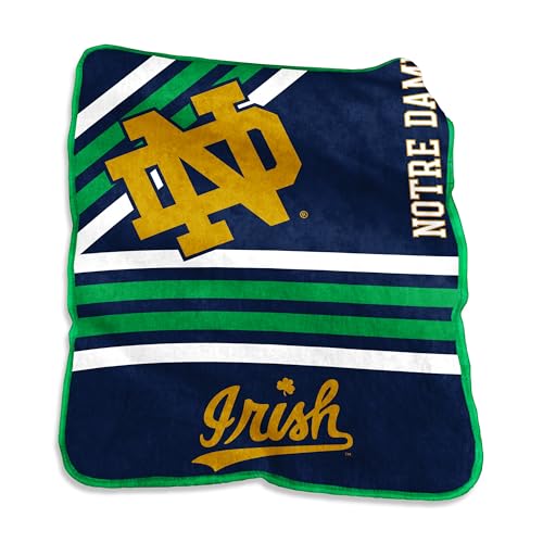 Logo Brands NCAA Notre Dame Fighting Irish Striped Raschel Throw Blanket 50 x 60 Soft Fleece Blanket Officially Licensed Collegiate Design Cozy Throw for Tailgating Game Day & Home Dcor