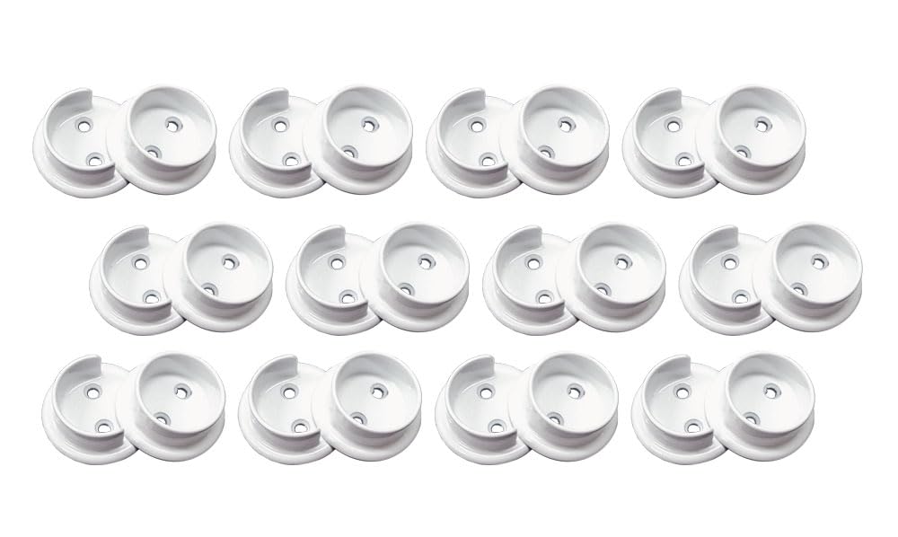 Douilles de tringle 1-3/8" en métal massif blanc mat robustes lot de 12 paires