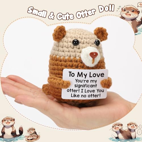 BuiltFit Birthday for Him Her Boyfriend Girlfriend Wife Husband - to My Love I Love You Like No Other, Easter Handmade Crochet Otter for Fiance Women Men Lover Birthday Wedding