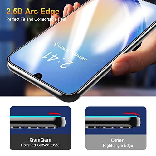 Image of QsmQam 3 Pack Screen Protector for Samsung Galaxy A34 5G + 3 Pack Camera Lens Protector, Ultra HD Tempered Glass, 9H Hardness, Anti Scratch, Easy Installation - Case Friendly