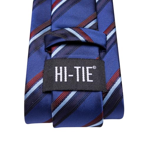 Image of Hi-Tie Men's Tie Sets Silk Paisley Striped Necktie Pocket Square Cuff-links Sets Wedding Business Holiday