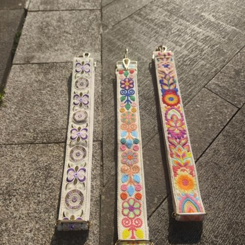 Image of Crochet Flower Purse Strap,Knit Wide Replacement Crossbody for Shoulder Strap Bag Adjustable 2inch Guitar Strap