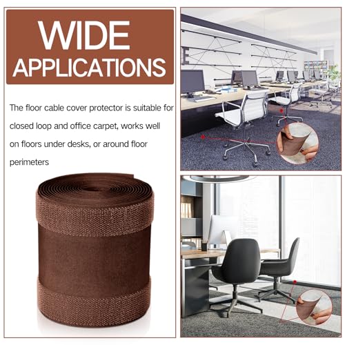 Image of WILLBOND Carpet Cord Cover Cable Protector Floor Cover Cable Protector Management Only for Commercial Office Carpet(9.84 ft,Brown)