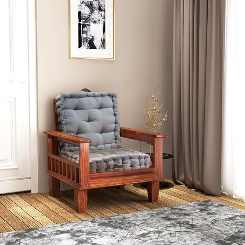Image of PrettyKrafts Cotton Chair Pad | Chair Cushion Pad | Chair Cushion | Soft & Comfortable Sitting | Chair Cushion Pad for Sitting (40x40x8cm, Grey Large)