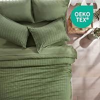 Twin Comforter Set 5 Piece, Olive Green Bed in a Bag Twin Size Bedding Sets — image 4
