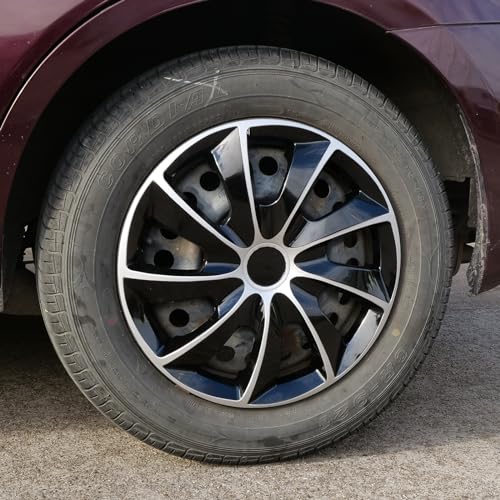 AUTOWIKI 4-Pack 16 Inches Wheel Rim Cover Hubcaps, Fashion Style Replacement 16\" Hubcaps fit on Car Truck SUV Hub Accessories Silver and Black Lacquer Color