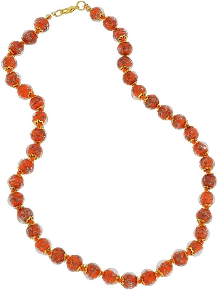 Glass Of Venice Murano Glass Sommerso Necklace - Orange