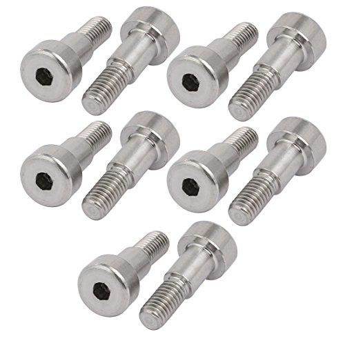 Sourcingmap 10pcs 304 Stainless Steel Hex Socket Shoulder Bolt 6mm Shoulder Dia 8mm Shoulder Length M5 Thread