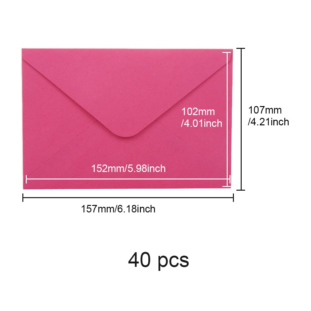 WYAN Buste di Carta Kraft-40 Pezzi 15.5 * 10.5cm Rosa Busta ribaltabile classica,per Biglietto Auguri,Inviti Matrimonio e Compleanno(Escludi le carte)