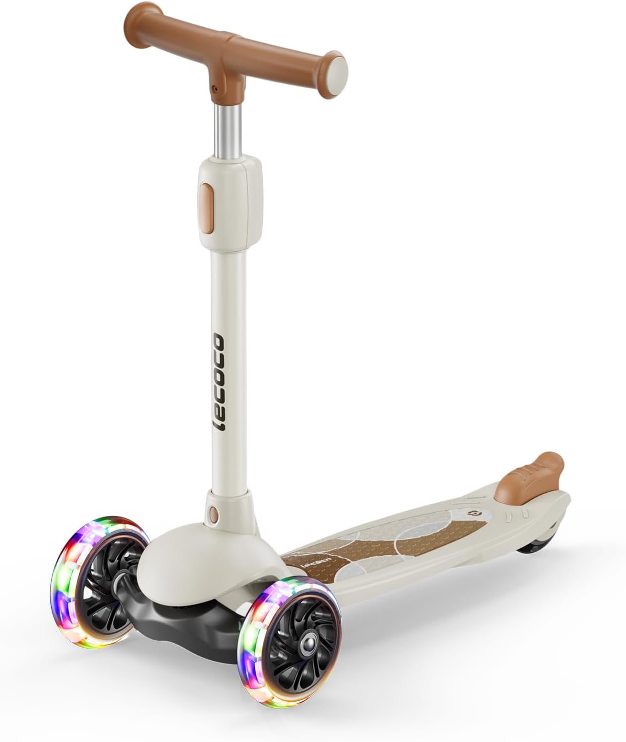 Kick Scooter for Kids Ages 2-14, 3 Wheel Scooter Adjustable Height Foldable Design, 3 LED Light Wheels, Rear Brake, Extra Wide Non-Slip Deck Kid Scooters for Boys and Girls