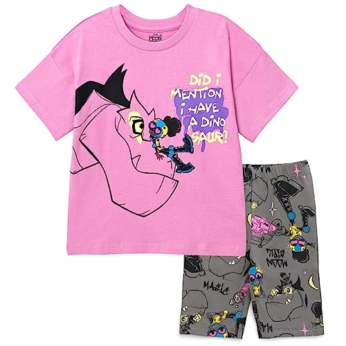 Image of Marvel Girls Oversized Drop Shoulder T-Shirt and Bike Shorts Outfit Set Toddler to Big Kid Sizes (2T - 14-16)