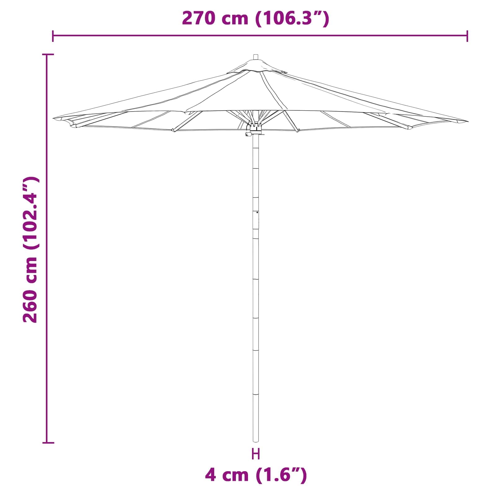SYDE Kremowy parasol ogrodowy 270 x 260 cm bambusowy