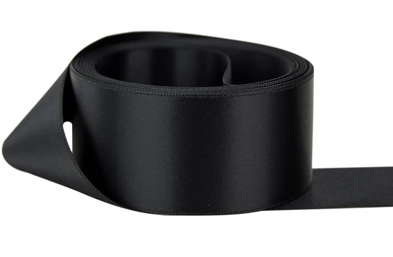 Double Sided Satin Ribbon Size 25mm x 10 Meters, Perfect for Gifts Wrap Sew Party, Decorations Events Dress Wedding Christmas Crafts, Bows Car, DIY, Bouquets, Cake More (Black) — view 190